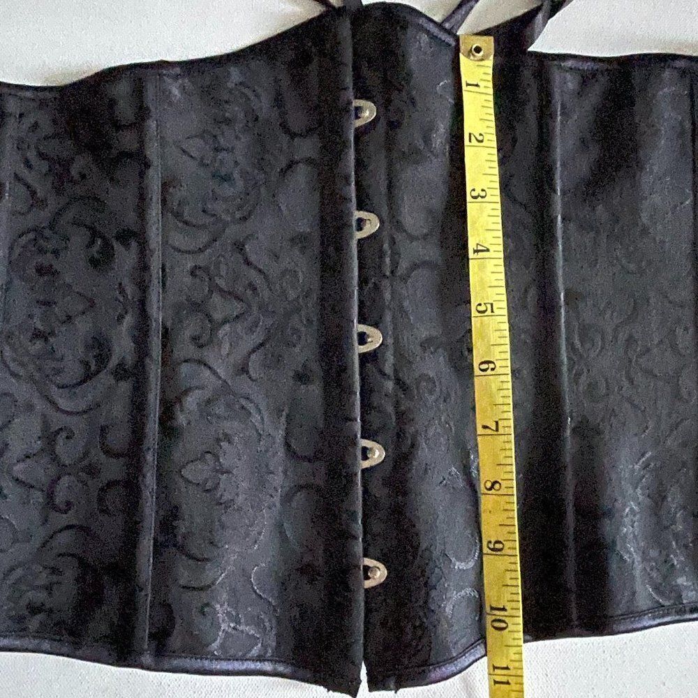 BLACK Jacquard Underbust Corset & Thong Large/5XL - Picture 6 of 8